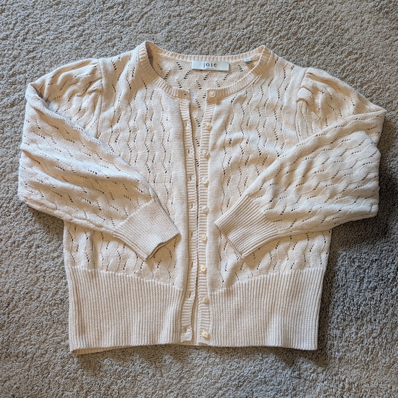 Joie Sweaters - Joie Cotton Linen Cream Women's Cardigan